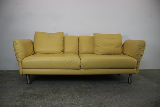 Image 1 of Rolf Benz Couch Dreisitzer Echtleder Gelb Designer Sofa Funktion