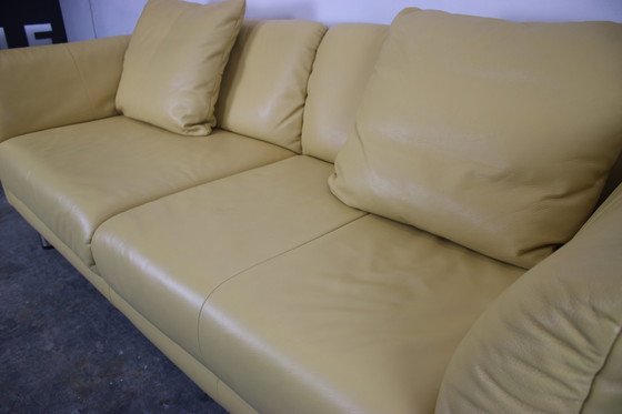 Image 1 of Rolf Benz Couch Dreisitzer Echtleder Gelb Designer Sofa Funktion