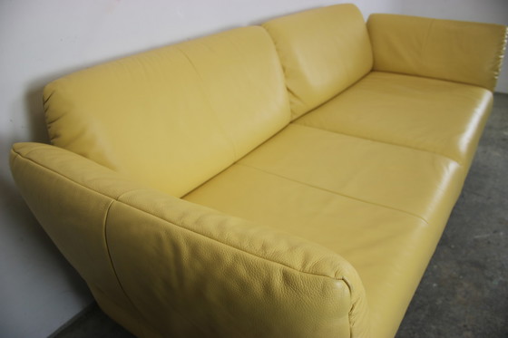 Image 1 of Rolf Benz Couch Dreisitzer Echtleder Gelb Designer Sofa Funktion