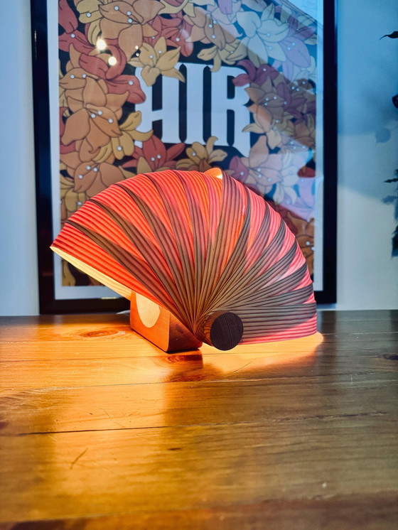 Image 1 of Vintage Kiefer Furnier Shell Form Tischlampe Mid Century Wandleuchte Translandia Dänemark 1960S