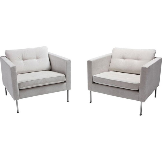 Image 1 of Paar Vintage-Sessel aus cremefarbenem Samt von Pierre Paulin für Artifort, Niederlande 1962