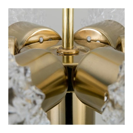 Image 1 of Vintage-Kronleuchter aus geformtem Glas und gebürstetem Messing für Lustry Kamenicky Senov, Tschechoslowakei 1970