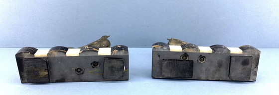 Image 1 of Set Art Deco Buchstützen mit Fasanen