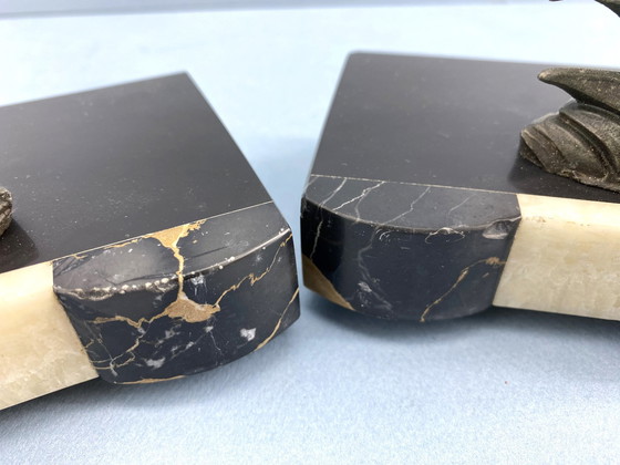 Image 1 of Set Art Deco Buchstützen mit Fasanen