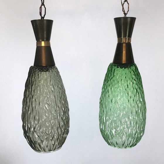 Image 1 of Paar von Vintage-Metall und Glas Aussetzung, Italien 1960