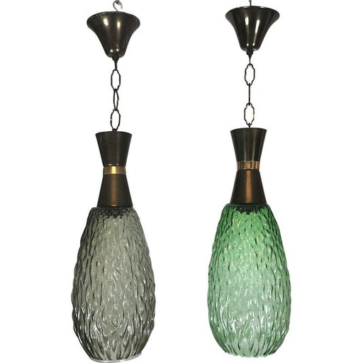 Paar von Vintage-Metall und Glas Aussetzung, Italien 1960