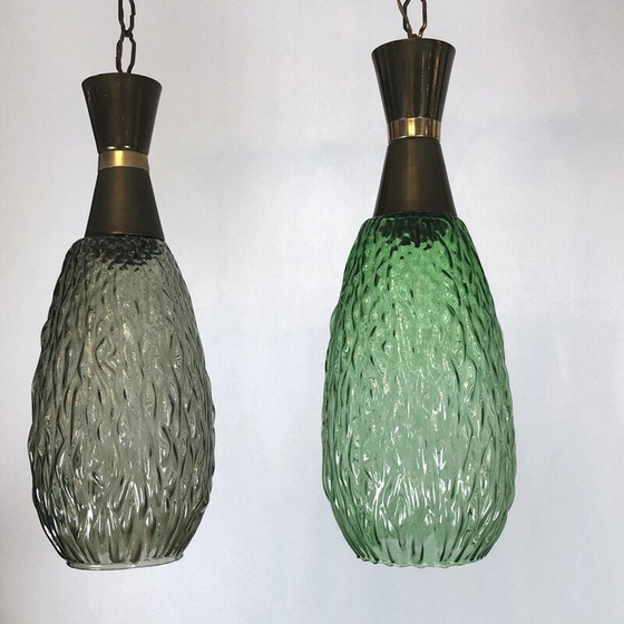 Image 1 of Paar von Vintage-Metall und Glas Aussetzung, Italien 1960