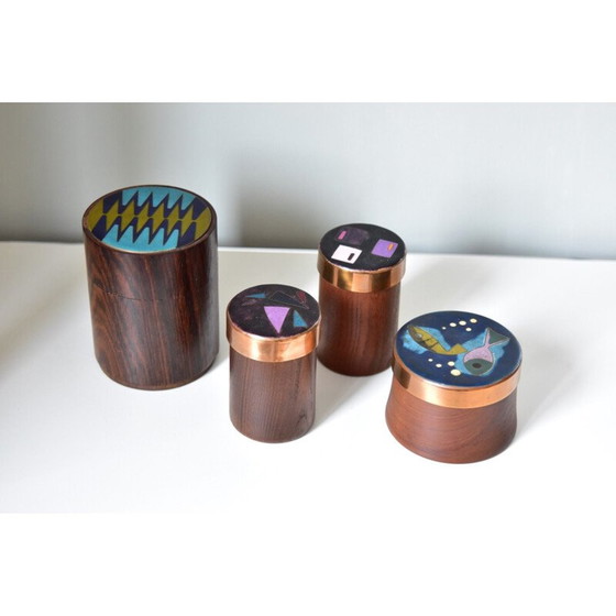 Image 1 of Modernistische emaillierte Holzkiste von Scholz und Lammel, Deutschland 1960