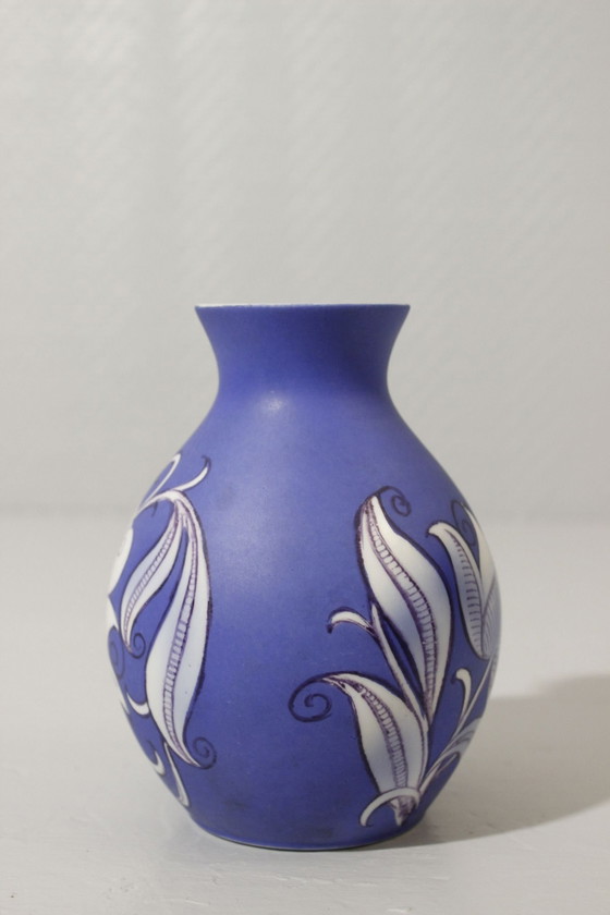 Image 1 of Hoyerswerda Glasbruk - Jugendstil Vase Opaline Bemalt Deutschland Circa 1920
