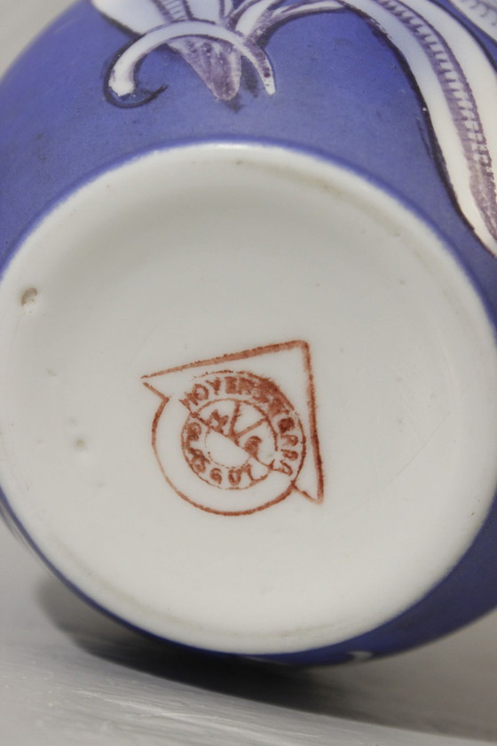 Image 1 of Hoyerswerda Glasbruk - Jugendstil Vase Opaline Bemalt Deutschland Circa 1920