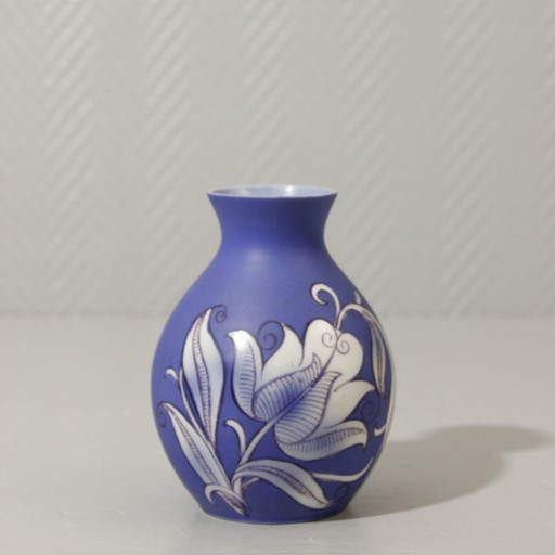 Hoyerswerda Glasbruk - Jugendstil Vase Opaline Bemalt Deutschland Circa 1920