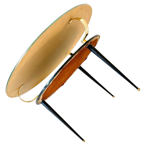 Image 1 of 1X Mid Century Modern Marmorierte Glas Runde Couchtisch In Der As