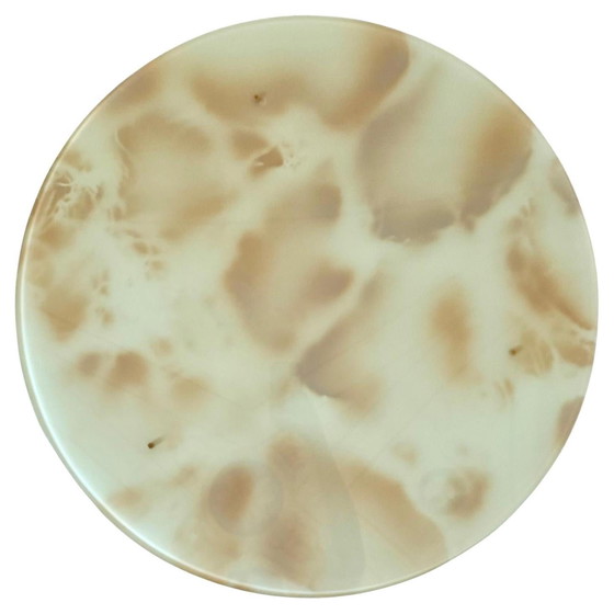 Image 1 of 1X Mid Century Modern Marmorierte Glas Runde Couchtisch In Der As