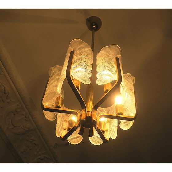 Image 1 of Josef Brumberg Sundern Vintage-Kronleuchter aus Messing mit 6 Akanthusblättern