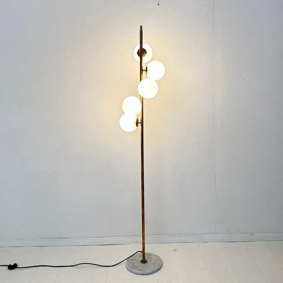 Image 1 of Italienische Stehleuchte Messing Opalglas