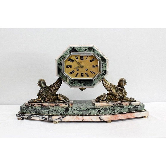 Image 1 of Vintage Art Deco Kamineinsatz aus Marmor und Bronze, 1940