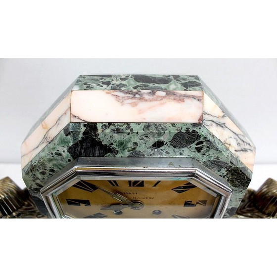 Image 1 of Vintage Art Deco Kamineinsatz aus Marmor und Bronze, 1940