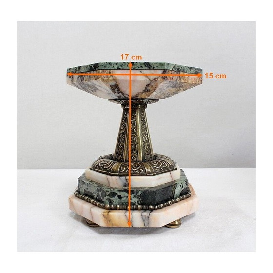 Image 1 of Vintage Art Deco Kamineinsatz aus Marmor und Bronze, 1940