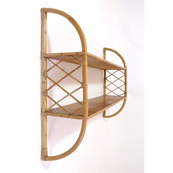 Image 1 of Vintage-Rattan-Regal mit 2 Ebenen, Frankreich 1960