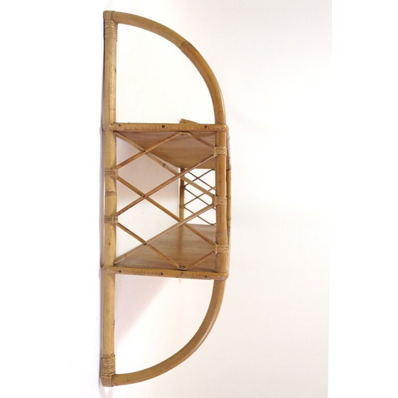 Image 1 of Vintage-Rattan-Regal mit 2 Ebenen, Frankreich 1960