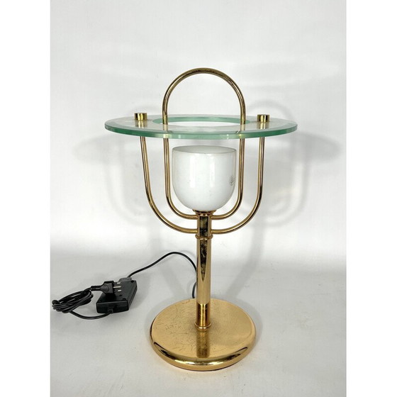 Image 1 of Vintage Tischlampe aus Messing und Glas, 1970er Jahre