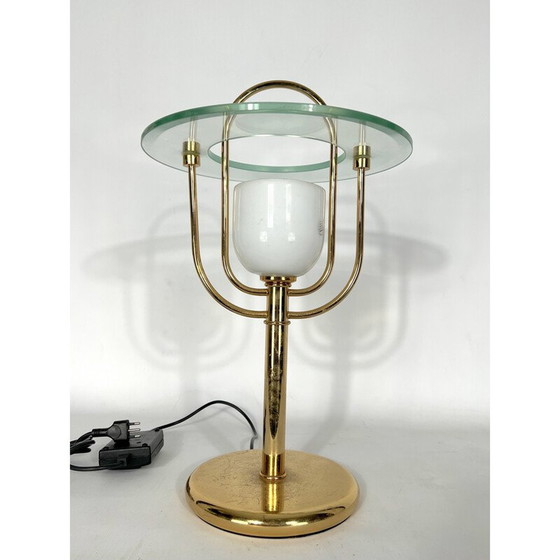 Image 1 of Vintage Tischlampe aus Messing und Glas, 1970er Jahre