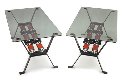 Lot Von Zwei Niedrigen Tischen Aus Schmiedeeisen