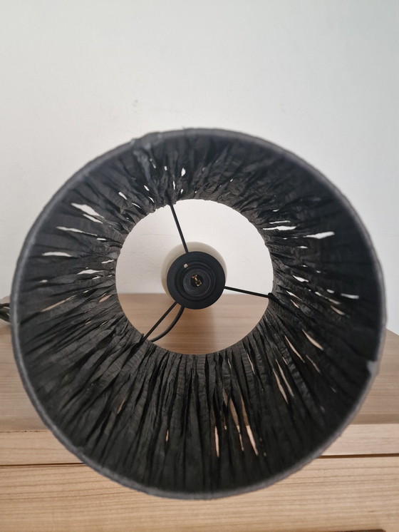 Image 1 of Lampe aus Steinzeug Lampenschirm aus Raphia Schwarz