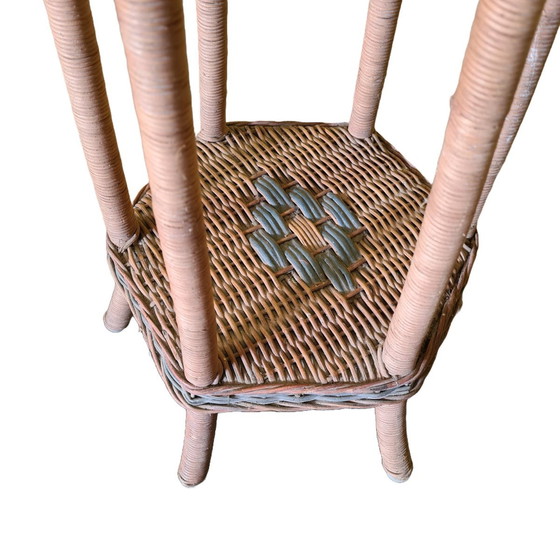 Image 1 of Vintage Rattan Pflanzenständer 1970er