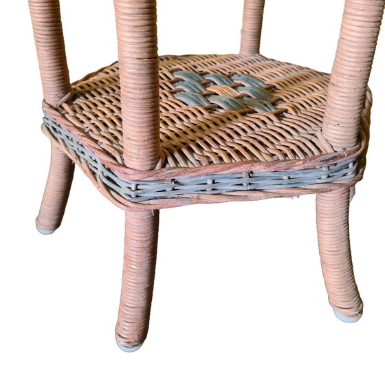 Image 1 of Vintage Rattan Pflanzenständer 1970er