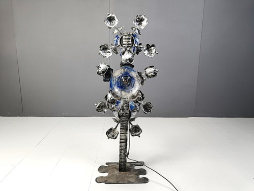 Brutalistische Stehlampe aus Muranoglas, 1970er Jahre