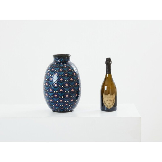 Image 1 of Vase aus glasierter Keramik im Art déco-Stil von Paul Jacquet, Frankreich 1930