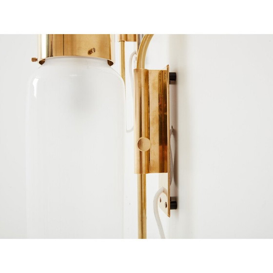 Image 1 of Paar alte Lp 10-Leuchten aus Messing und Opalglas von Luigi Caccia Dominioni für Azucena Editor, 1970