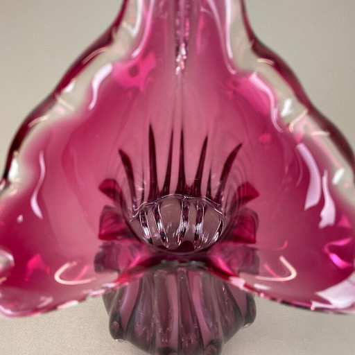 Mehrfarbige florale Vase aus Muranoglas Sommerso, Italien 1970er Jahre