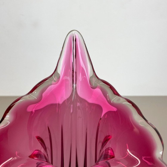 Image 1 of Mehrfarbige florale Vase aus Muranoglas Sommerso, Italien 1970er Jahre