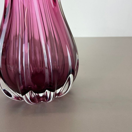 Image 1 of Mehrfarbige florale Vase aus Muranoglas Sommerso, Italien 1970er Jahre