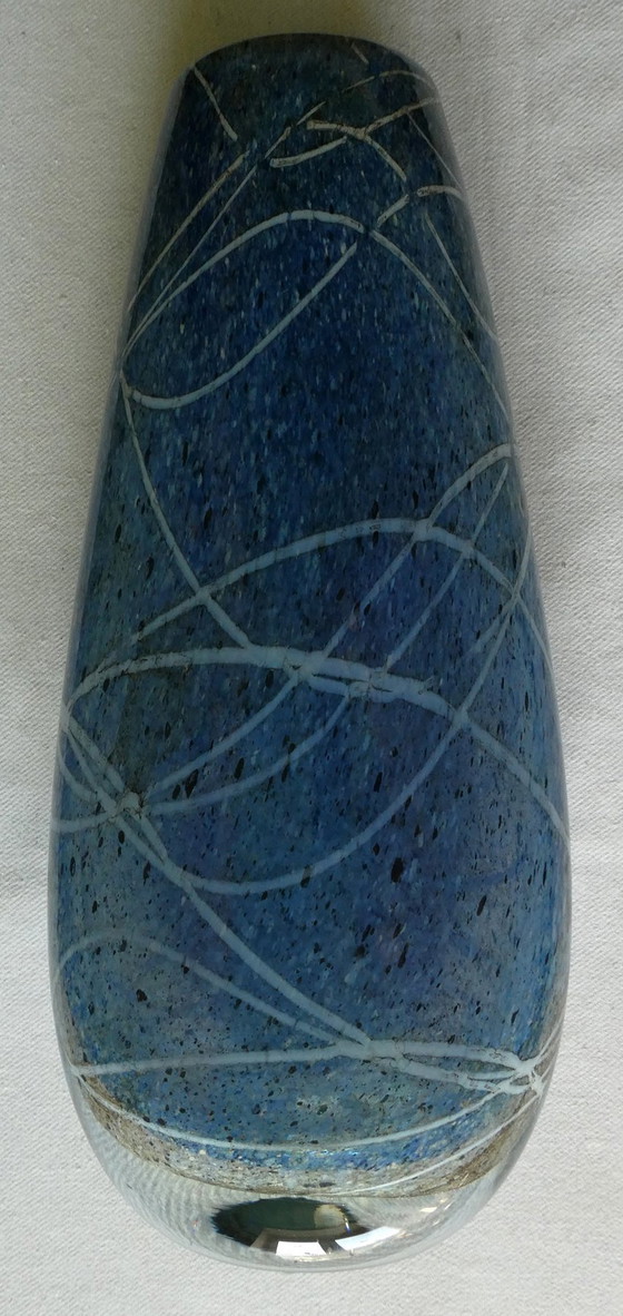 Image 1 of Designervase, Schwer, Dickes Glas, 1980Er, Hersteller Unbekannt