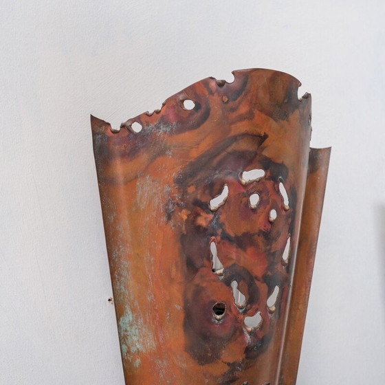 Image 1 of Satz von 3 brutalistischen Kupfer-Wandlampen aus der Mitte des Jahrhunderts, Holland 1970er