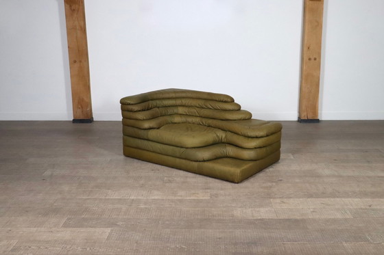 Image 1 of Ubald Klug Ds-1025 Terrazza Sofa In Olive Grün Leder Für De Sede, Schweiz 1970S