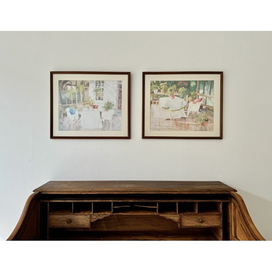 Image 1 of Ein Paar Vintage-Garten-Wintergarten-Drucke von Richard Akerman