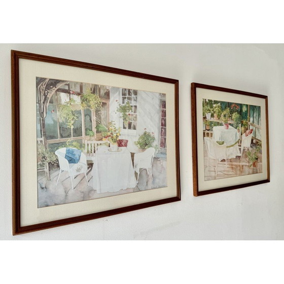 Image 1 of Ein Paar Vintage-Garten-Wintergarten-Drucke von Richard Akerman