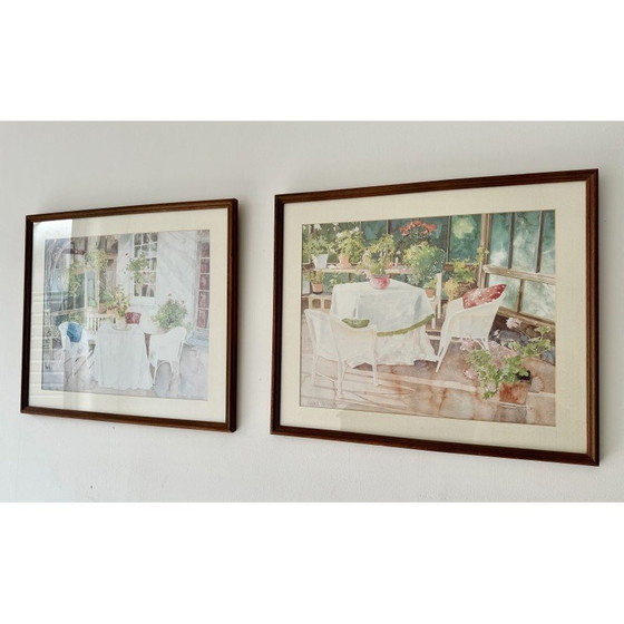Image 1 of Ein Paar Vintage-Garten-Wintergarten-Drucke von Richard Akerman