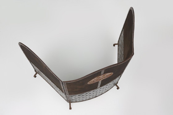 Image 1 of Französischer Art Deco-Kaminschirm aus Schmiedeeisen mit 3 Platten