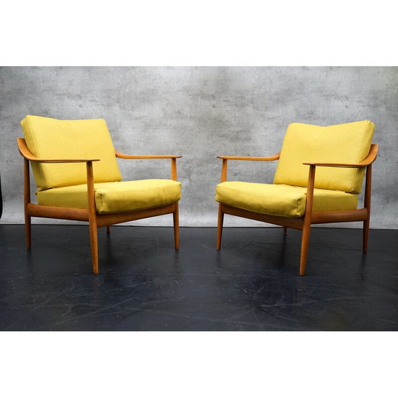 Image 1 of Pair of vintage armchairs in yellow fabric by Walter Knoll, Germany 1960