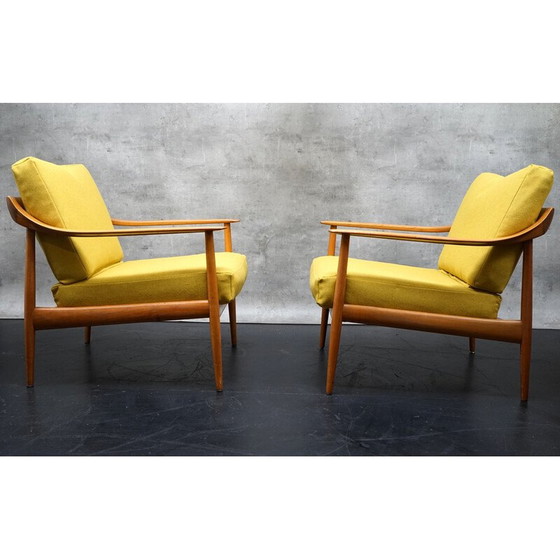 Image 1 of Pair of vintage armchairs in yellow fabric by Walter Knoll, Germany 1960