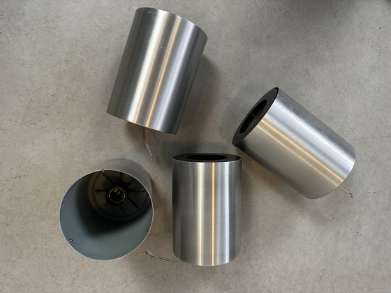 Image 1 of 4x vintage Raak Zylinder Licht Metall - Deckenleuchten