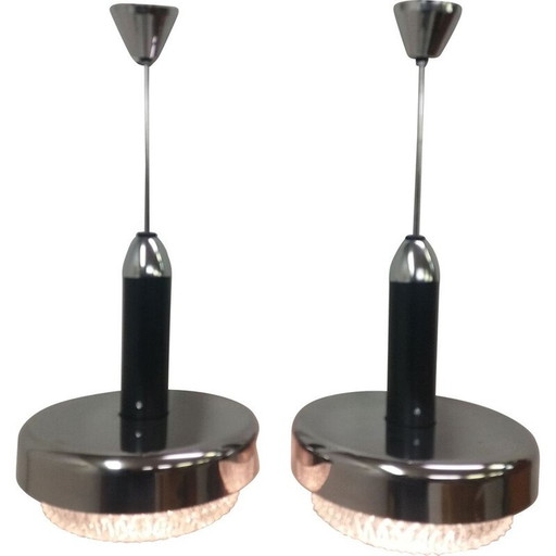 Paar Vintage-Kronleuchter aus Metall, Tschechoslowakei 1970