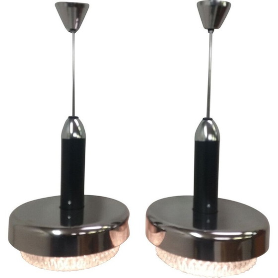 Image 1 of Paar Vintage-Kronleuchter aus Metall, Tschechoslowakei 1970