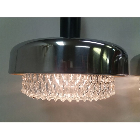 Image 1 of Paar Vintage-Kronleuchter aus Metall, Tschechoslowakei 1970