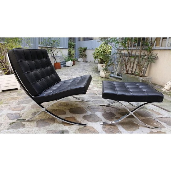 Image 1 of Vintage Barcelona Sessel und Ottomane von Mies Van Der Rohe für Knoll